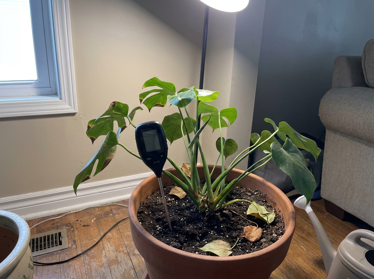 How long after watering to check moisture meter